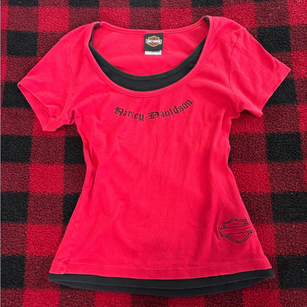 Harley-Davidson Red Fitted T-Shirt Short Sleeve